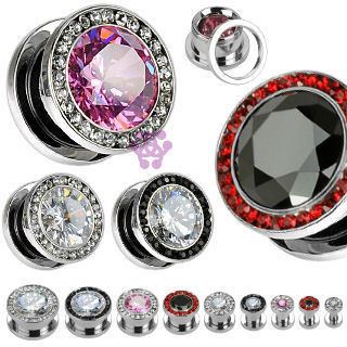 Screw-On Stainless Double CZ Plugs