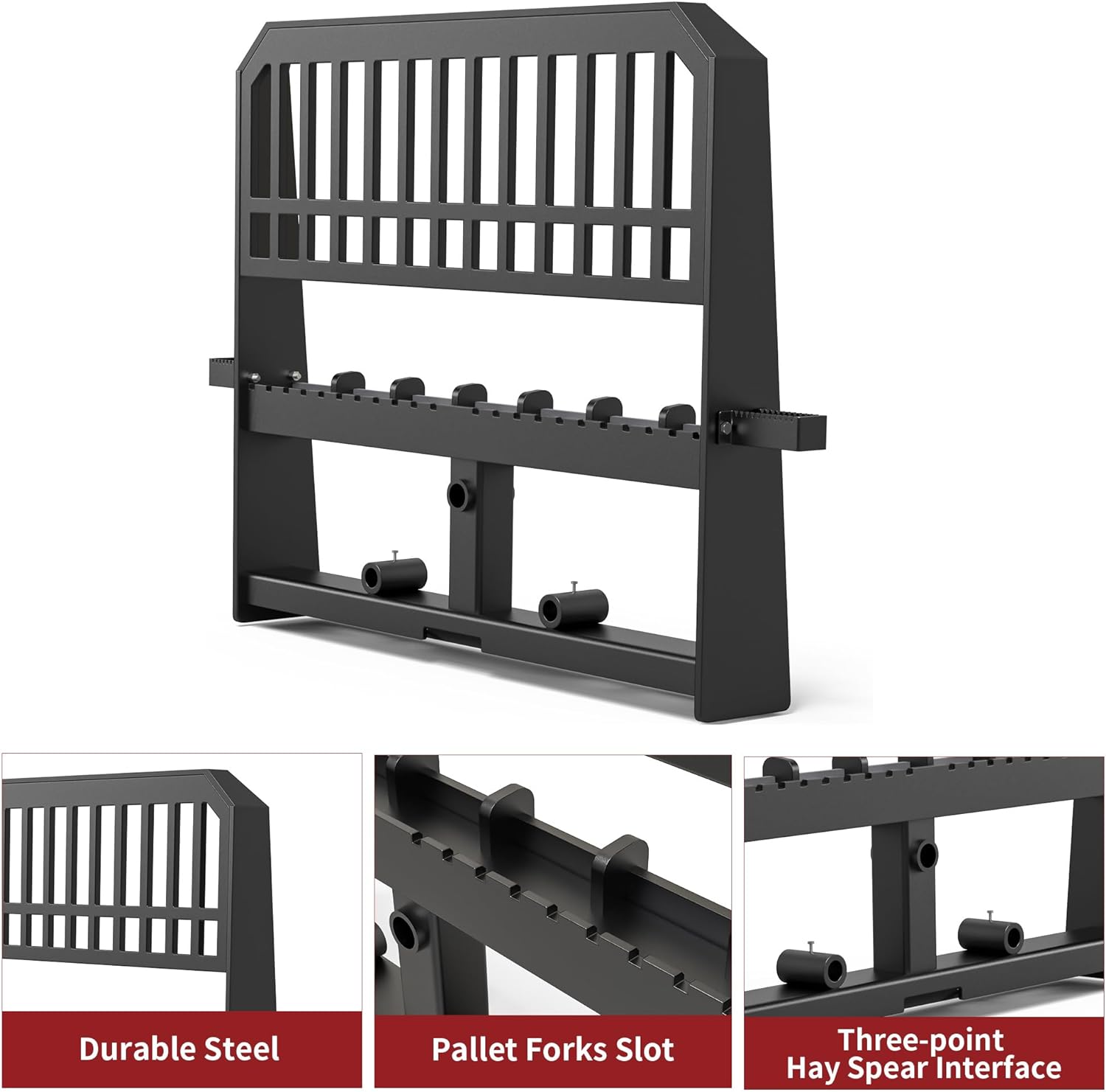 45" Pallet Forks Frame Attachment, 4000 lbs Capacity with 2 Inch Receiver Hitch & Spear Sleeves for Kubota Bobcat Skid Steer Loaders Tractors