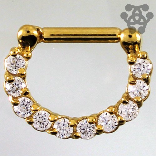 Gem Paved Gold Plated Septum Clicker