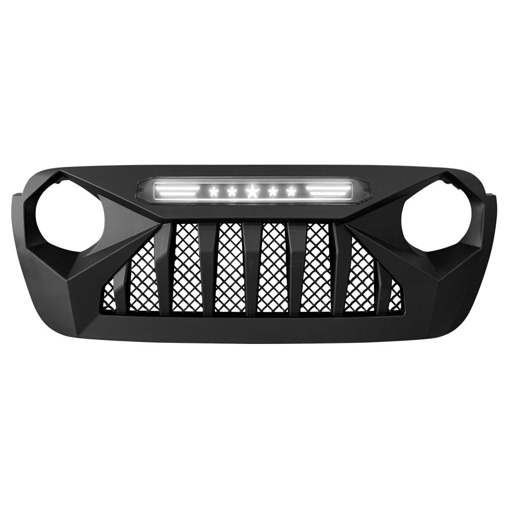 Demon Grille w/White Star Lights for 18-21 Wrangler JL & Gladiator JT w/o TrailCam