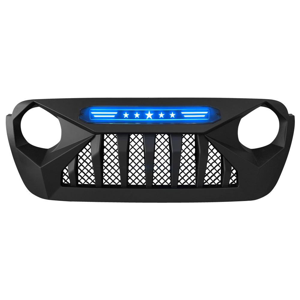 Demon Grille w/Blue Star Lights for 18-21 Wrangler JL & Gladiator JT w/o TrailCam/ In Stock On Sep 15