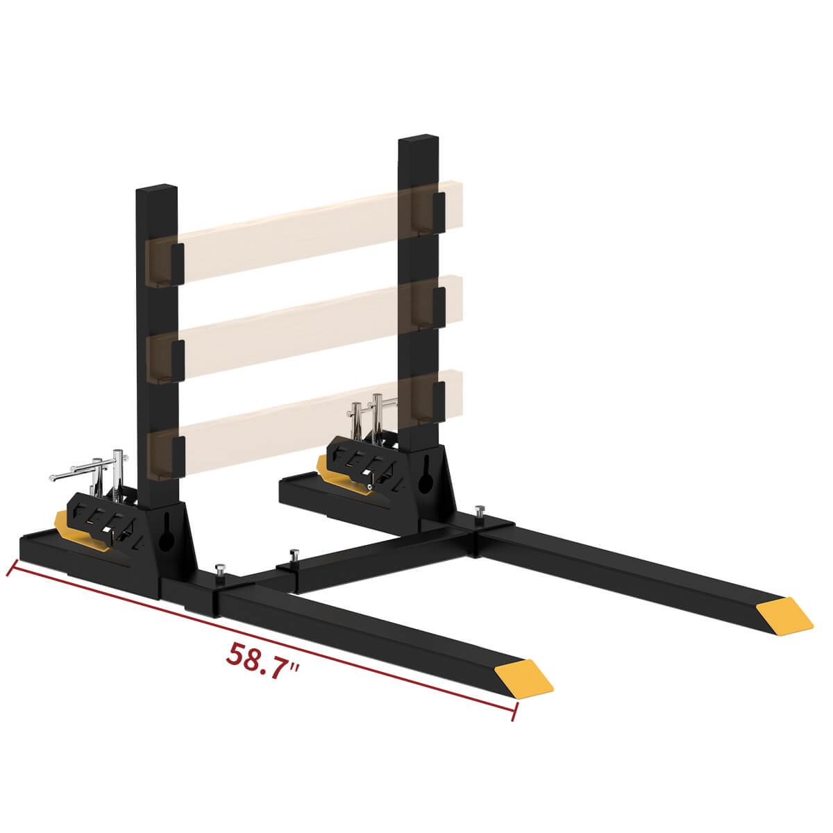 YITAMOTOR 60" 4000 lbs Heavy Duty Clamp-on Pallet Forks with Anti-roll Bar