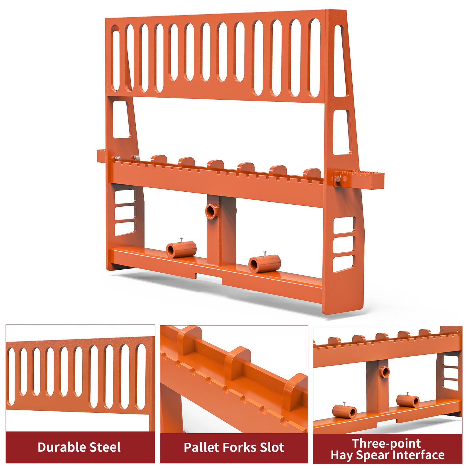 Heavy Duty 45" Orange Pallet Fork Frame Attachment for Skid Steer Tractor 4500LB