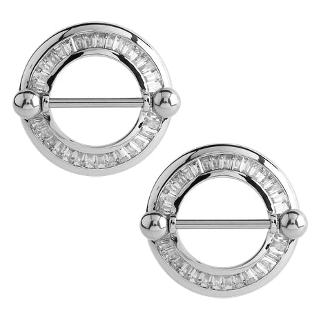 Stainless CZ Rimmed Nipple Shields