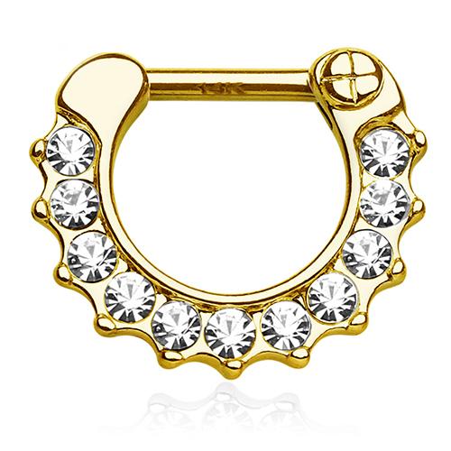 CZ Paved 14k Gold Septum Clicker