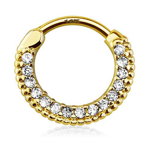 Fifteen CZ 14k Gold Septum Clicker