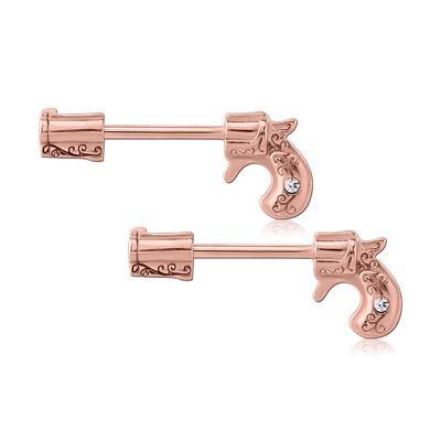 Rose Gold Plated Pistol Nipple Barbells