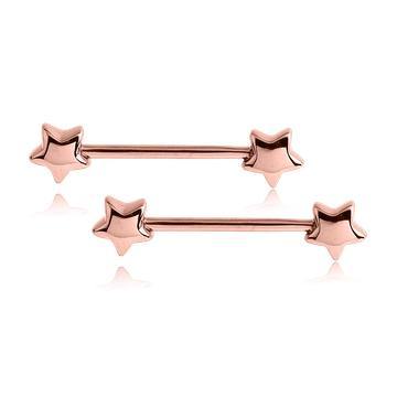 Rose Gold Plated Star Nipple Barbells