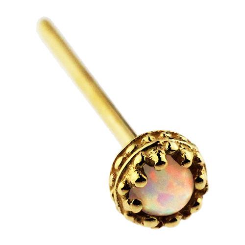 14k Gold Opal Crown Nostril Pin by BVLA