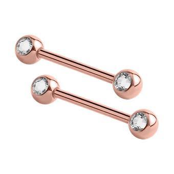 Rose Gold Plated CZ Nipple Barbells