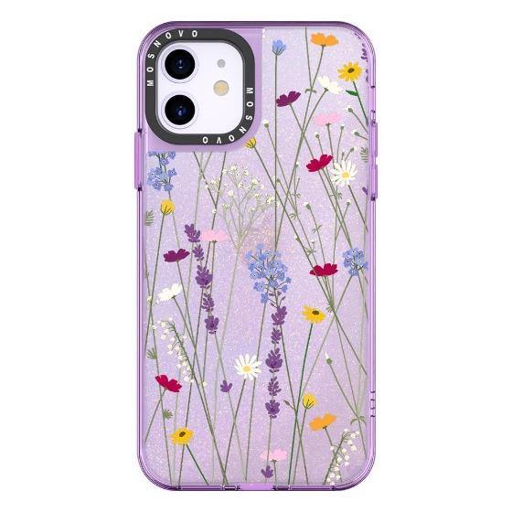 Floral Garden Lavender Daisy Flower Glitter Phone Case - iPhone 11 Case