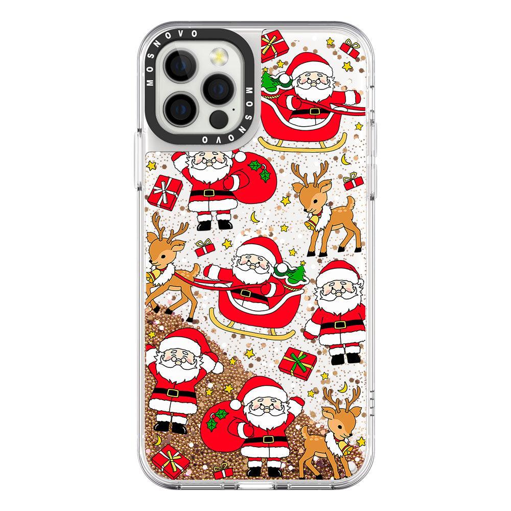 Cute Santa Claus Deer Glitter Phone Case - iPhone 12 Pro Case