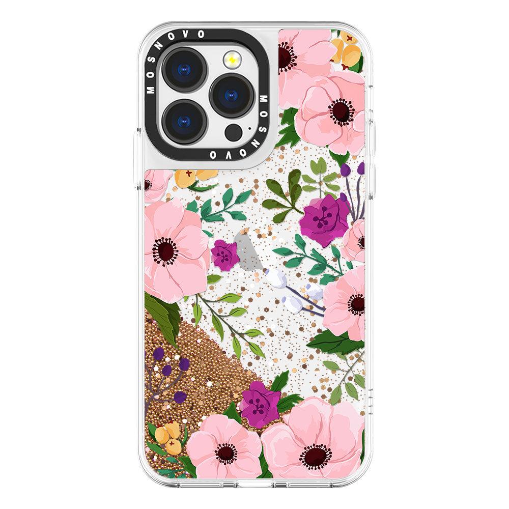 Flower Garden Floral Glitter Phone Case - iPhone 13 Pro Case