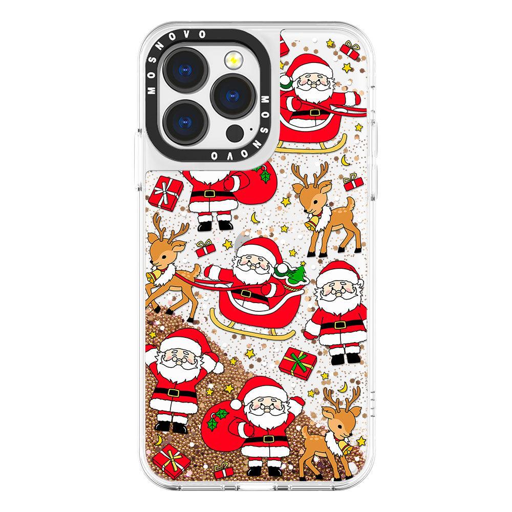 Cute Santa Claus Deer Glitter Phone Case - iPhone 13 Pro Case