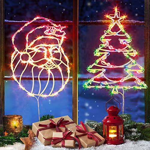 Santa Claus and Christmas Tree Tungsten Showcase Lights,Pack of 3