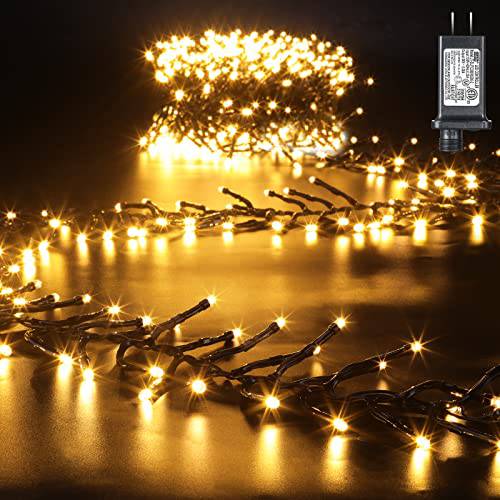 760 LED Christmas Tree Lights, 25FT Warm White Christmas Cluster Lights with 8 Modes & Memory Function