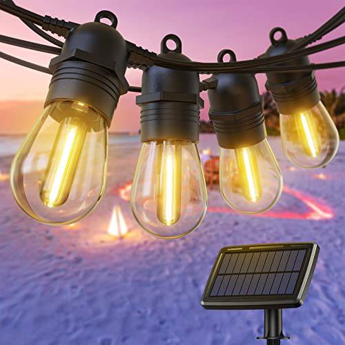 52ft USB-C & Solar String Lights with 15+1 Bulbs Waterproof Shatterproof Solar Panel String Lights for Backyard