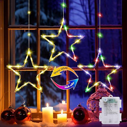 3 Stars Christmas Decor Light with 8 Light Modes (45 LEDs)