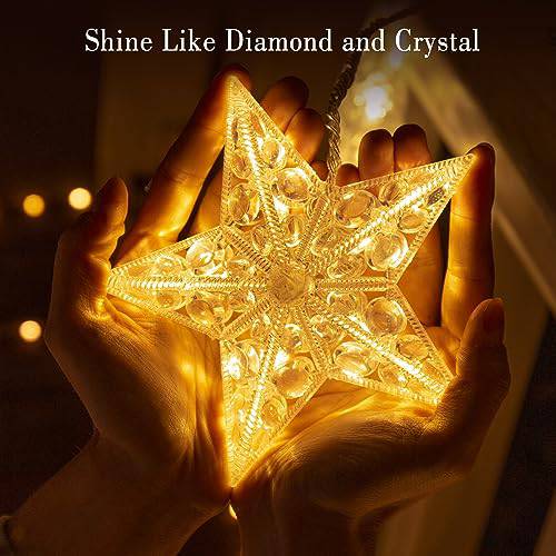 3 Stars Christmas Diamond & Crystal Shape Window Lights(30 LEDs)