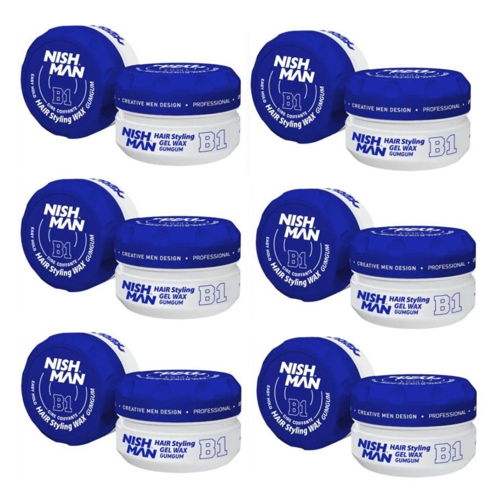 Nishman Hair Styling Gel Wax B1 GumGum 5 oz - 6 Pack