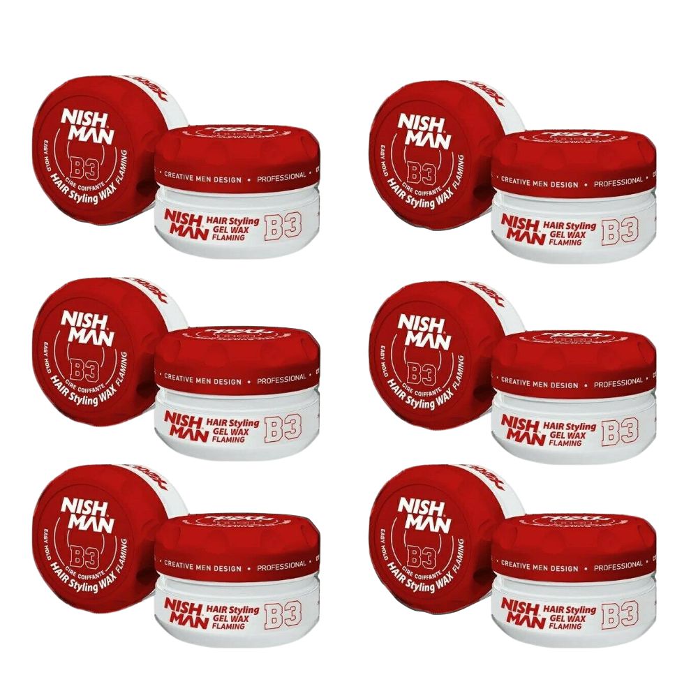 Nishman Hair Styling Gel Wax B3 Flaming 5 oz - 6 Pack