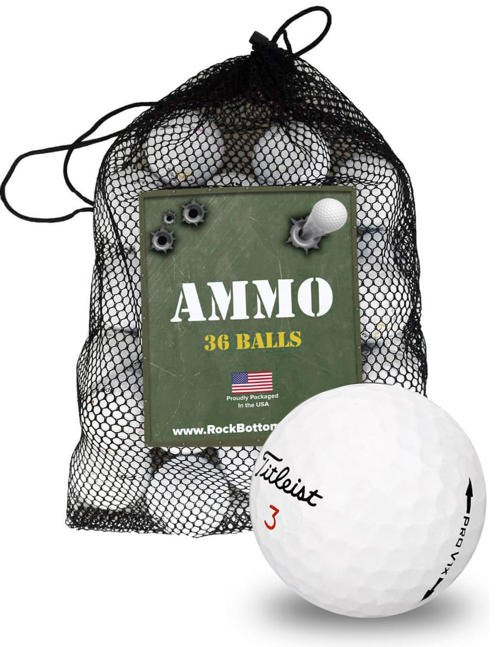 Titleist Pro V1x Recycled Near Mint Used Golf Balls *36-Ball Ammo Bag* White