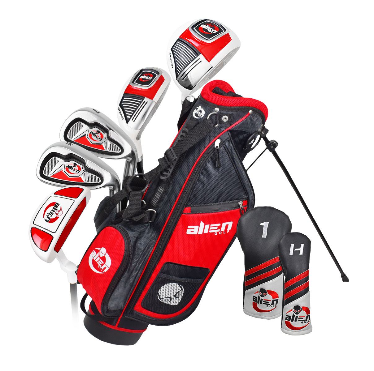 Alien Golf Junior 8 Piece Set With Bag (Ages 9-12) Red/Black