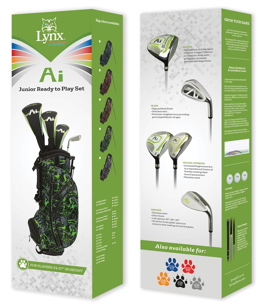 Lynx Golf LH Ai Junior Green 7 Piece Set with Bag [54-57"] Left Handed