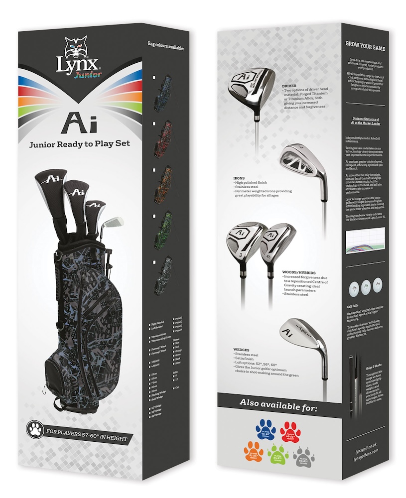 Lynx Golf Ai Junior Black 8 Piece Set with Bag [57-60"]