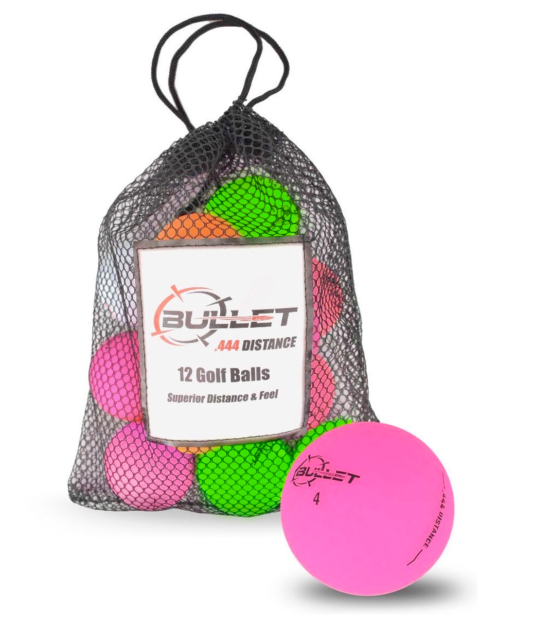 Bullet .444 Distance Colored Golf Balls [12-Ball] Assorted