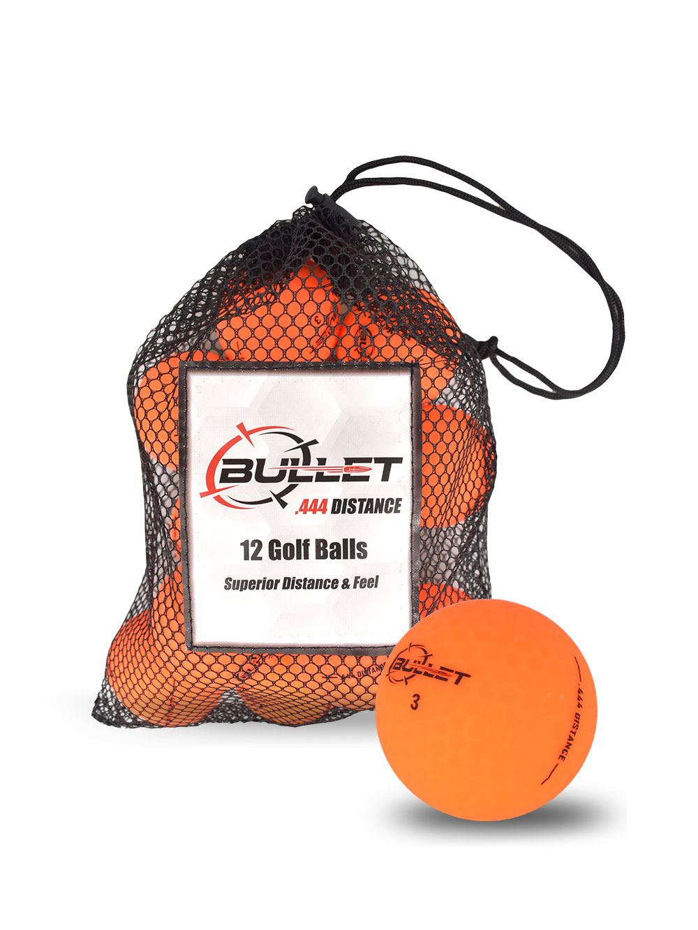 New Bullet .444 Distance Colored Golf Balls [12-Ball] Matte Orange