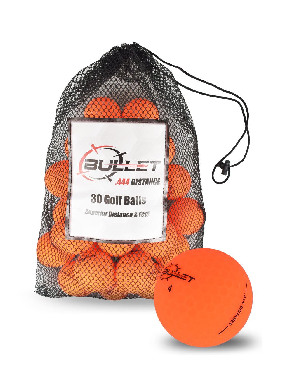 Bullet .444 Distance Matte Colored Golf Balls [30-Ball] Matte Orange