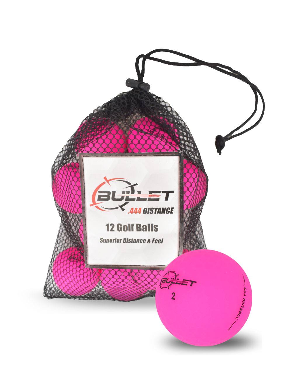 New Bullet .444 Distance Colored Golf Balls [12-Ball] Matte Pink