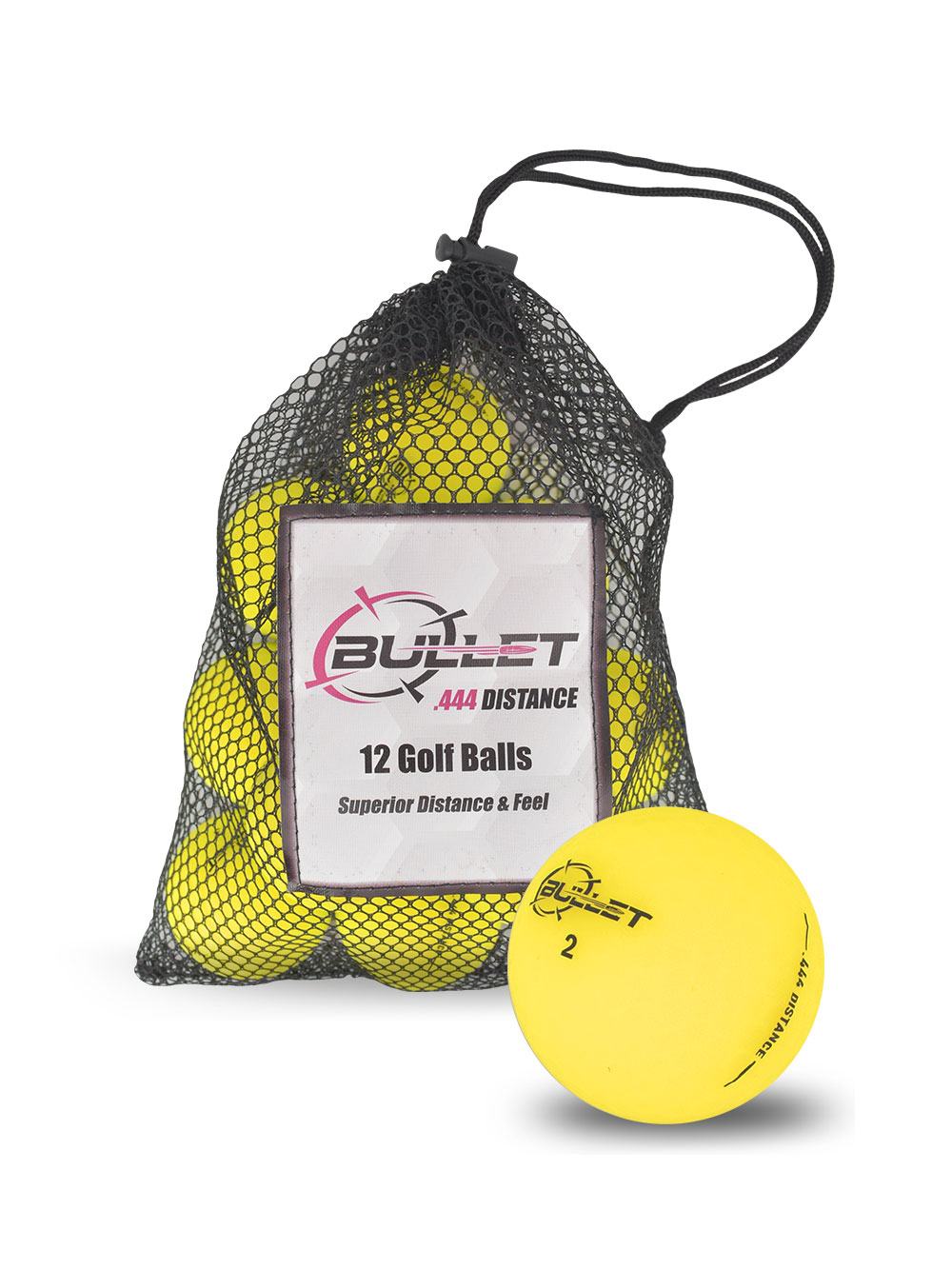 Bullet .444 Distance Colored Golf Balls [12-Ball] Matte Yellow