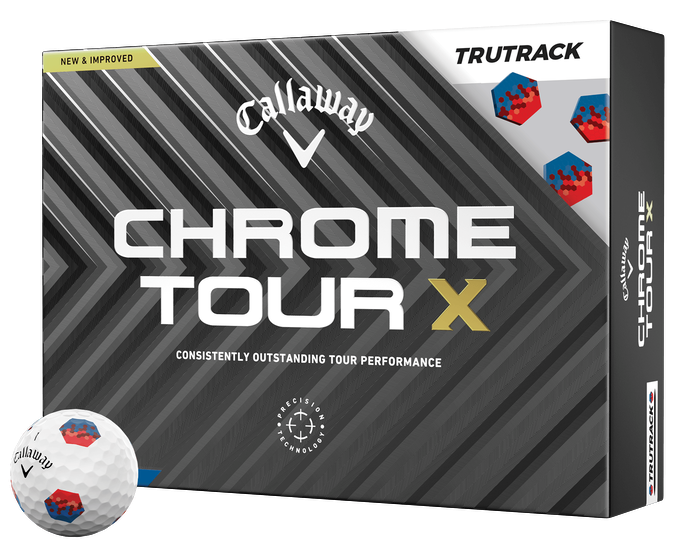 Callaway Golf 2024 Chrome Tour X TruTrack Golf Balls *1-Dozen* [White-Red/Blue]