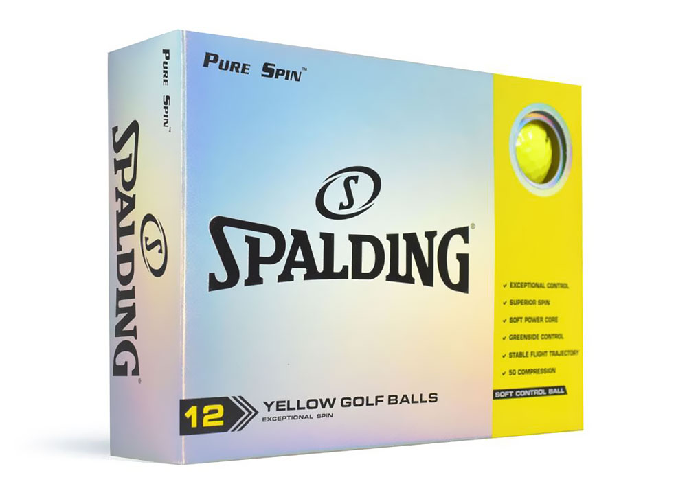 Spalding Pure Spin Golf Balls Yellow LOGO ONLY