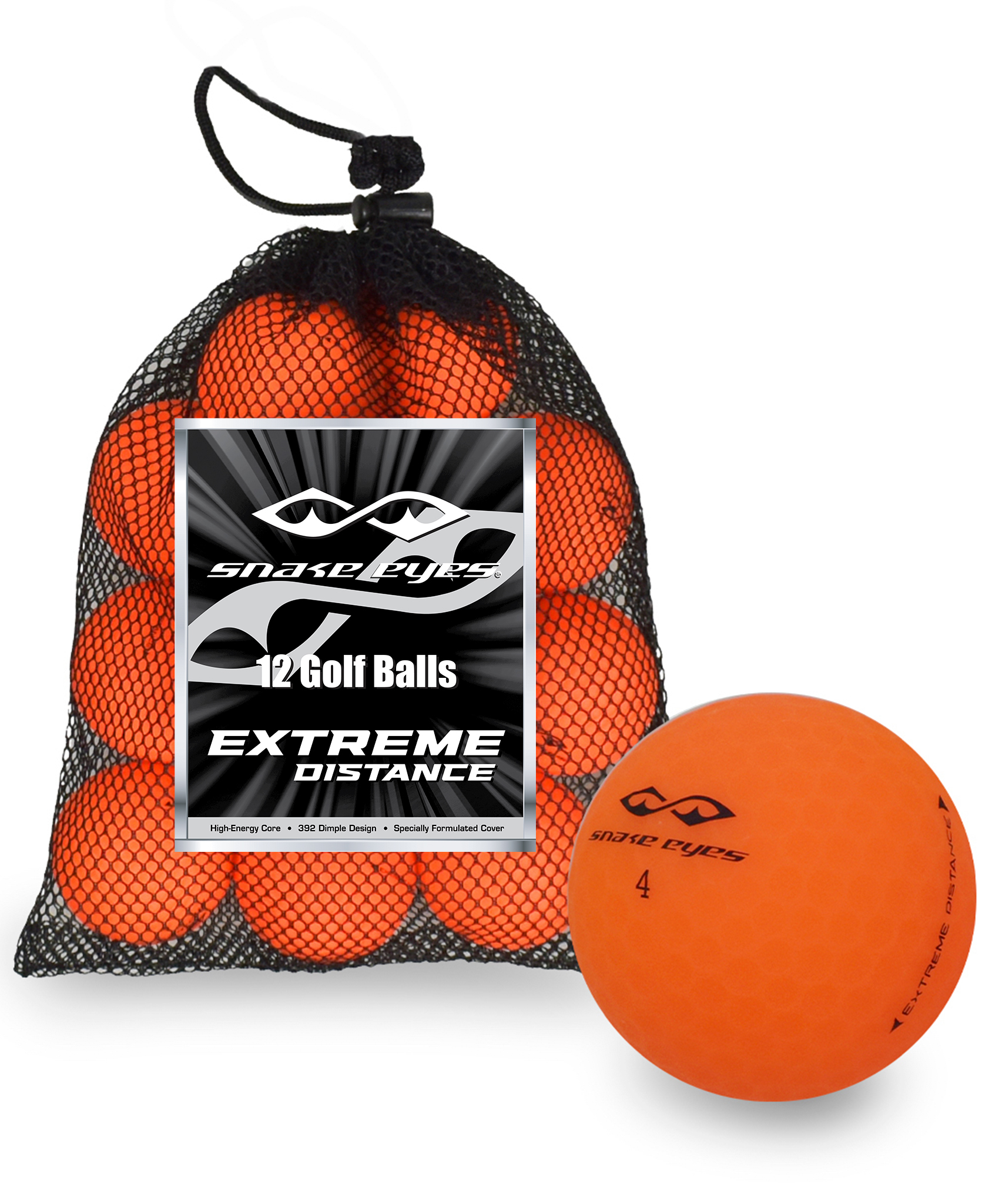 Snake Eyes Extreme Distance Golf Balls [12-Balls] Orange