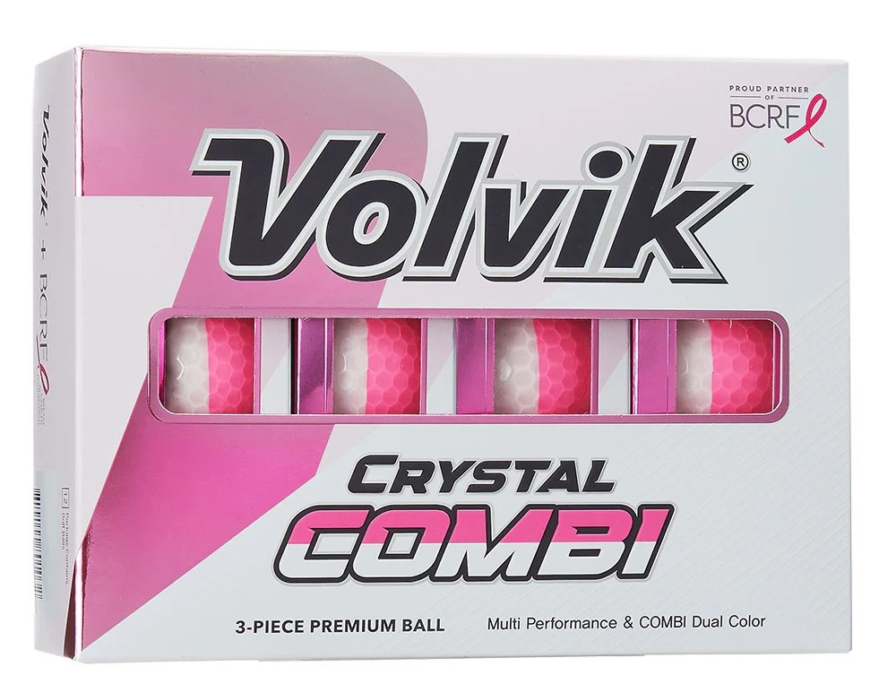 Volvik Crystal Combi BCRF Golf Balls 1-Dozen Pink