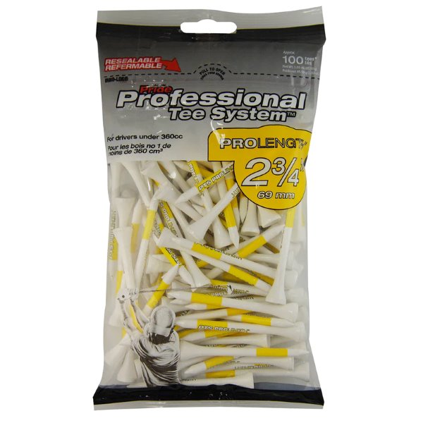 Pride Golf Professional Tee System 2-3/4" Pro Length (100 Count) White