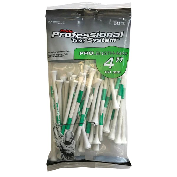 Pride Golf Professional Tee System 4" Pro Length Max (50 Count) White