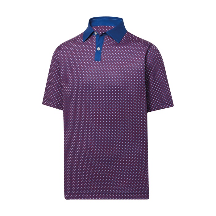 FootJoy Golf Circle Print Lisle Self Collar Polo