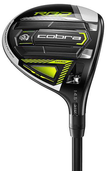 Pre-Owned Cobra Golf King Radspeed Draw Black/Turbo Yellow Fairway Graphite MLH 14.5* Senior #3 Fairway [Tour Edge Stock Graphite] -0.5" *Value* LEFT HAND