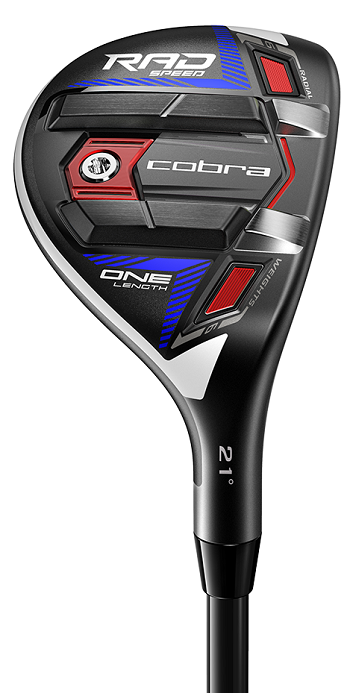 Pre-Owned Cobra Golf King Radspeed One Length Red/Blue/Gloss Black Hybrid Graphite MLH 21* Stiff #4 Hybrid [Ust Mamiya Recoil Esx 480 F4 Graphite] *Very Good* LEFT HAND